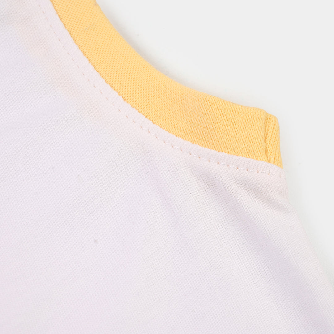 Infant Boys Cotton Jersey Sando Lets Go Beach-White