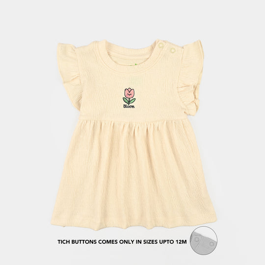 Infant Girls Poly Crinkle Frock Bloom-Yellow