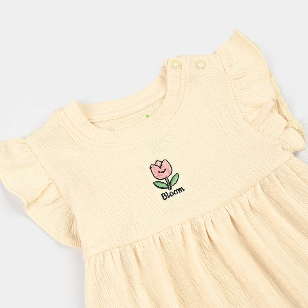 Infant Girls Poly Crinkle Frock Bloom-Yellow