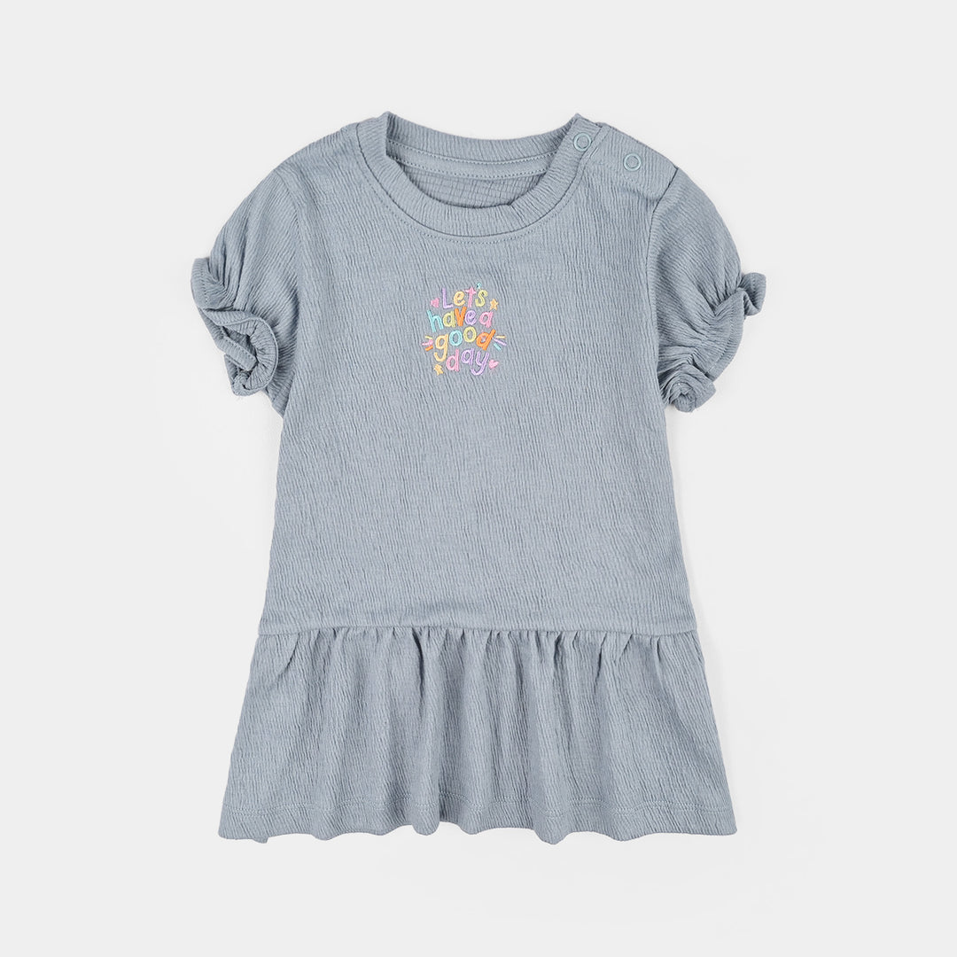 Infant Girls Poly Crinkle Frock Lets Have A Good Day