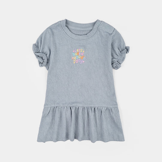 Infant Girls Poly Crinkle Frock Lets Have A Good Day