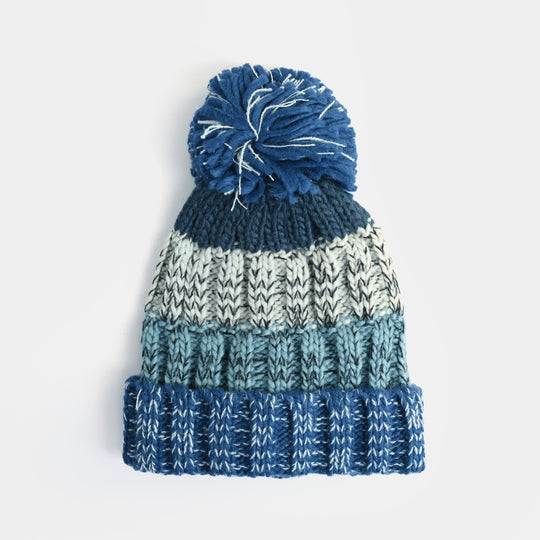 Boys Acrylic Woolen Cap - Multi Milange - Blue