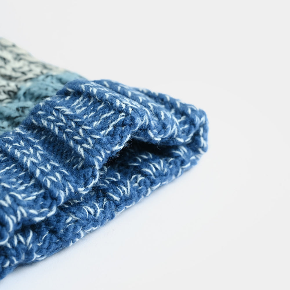 Boys Acrylic Woolen Cap - Multi Milange - Blue