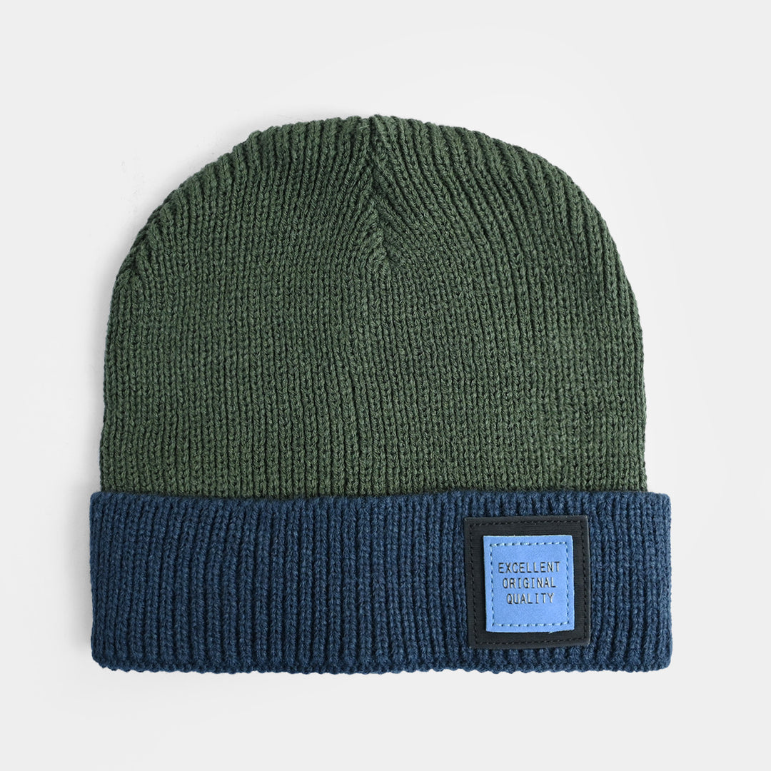 Boys Acrylic Woolen Cap - Excellent - Blue & Green