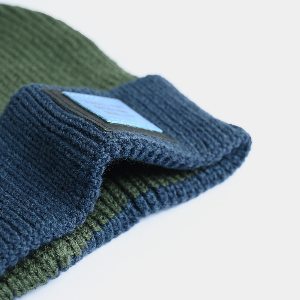 Boys Acrylic Woolen Cap - Excellent - Blue & Green