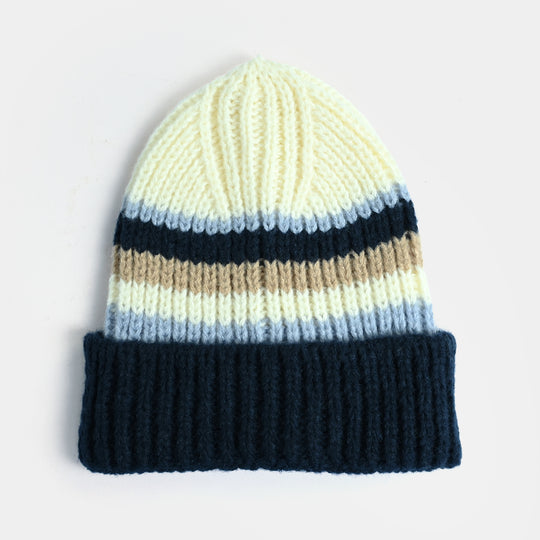 Boys Acrylic Woolen Cap - 3 Stripe - Multi