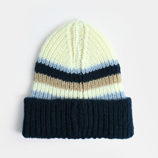 Boys Acrylic Woolen Cap - 3 Stripe - Multi