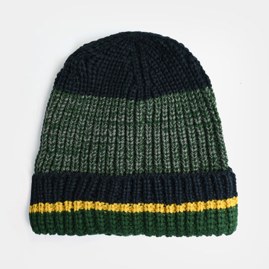 Boys Acrylic Woolen Cap - Milange - Green