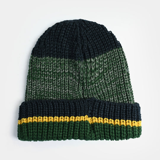 Boys Acrylic Woolen Cap - Milange - Green