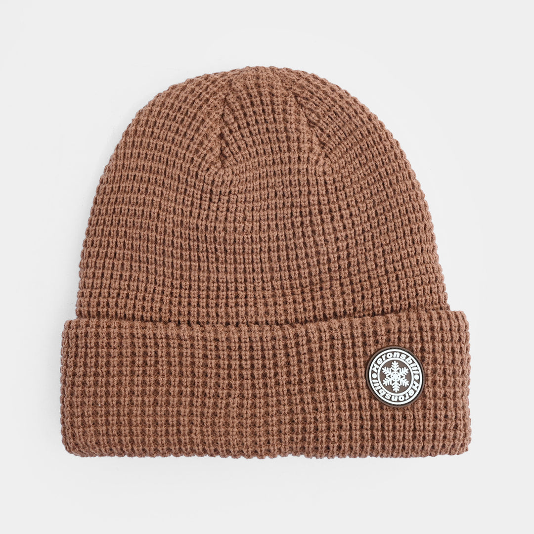 Boys Acrylic Woolen Cap - Box Knit - Brown