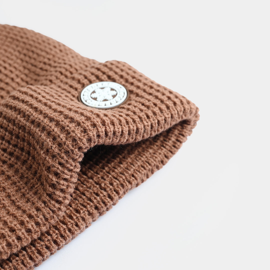 Boys Acrylic Woolen Cap - Box Knit - Brown