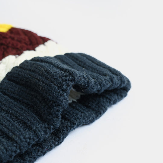 Boys Acrylic Woolen Cap - Mustard Effect - Multi