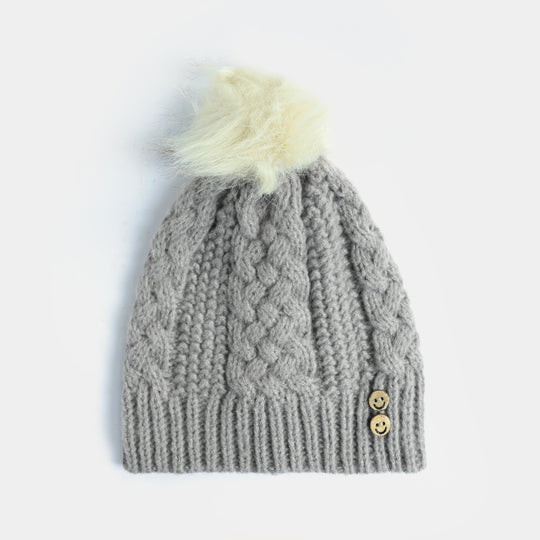 Boys Acrylic Woolen Cap - Forest - Grey