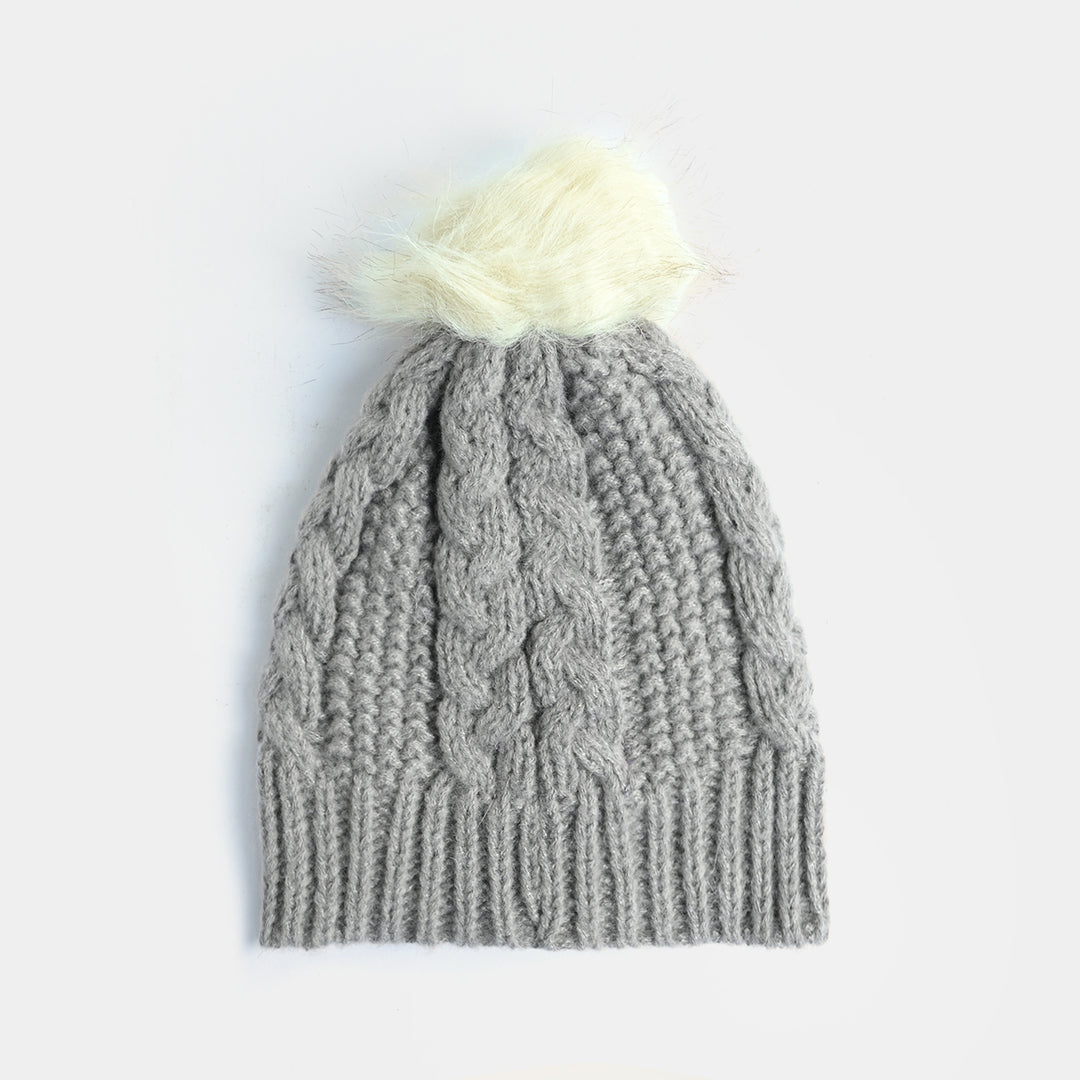 Boys Acrylic Woolen Cap - Forest - Grey