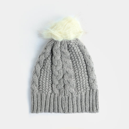 Boys Acrylic Woolen Cap - Forest - Grey