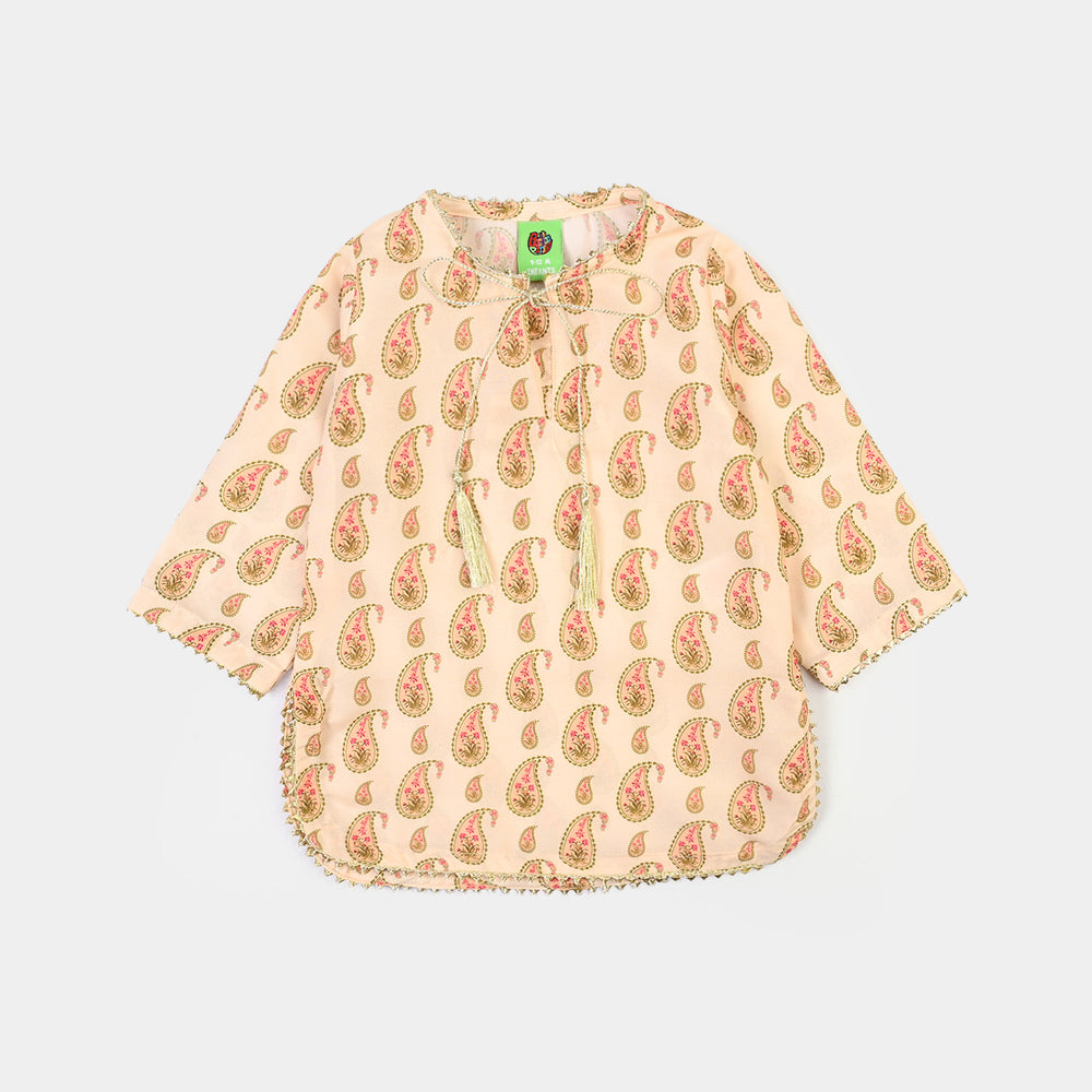 Infant Girls Poly Lawn Printed 2Pcs GulBahar-Peach