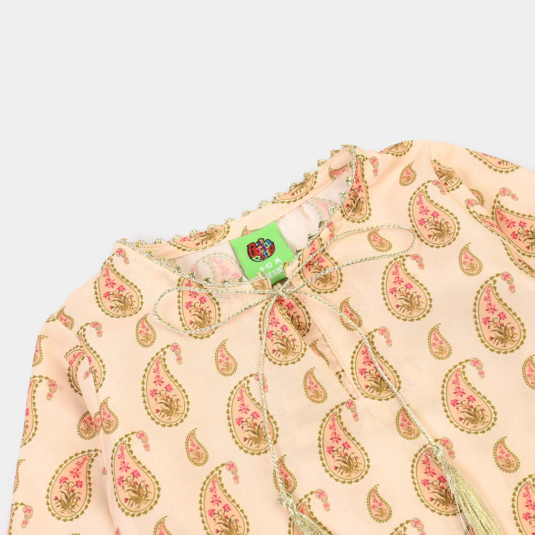 Infant Girls Poly Lawn Printed 2Pcs GulBahar-Peach