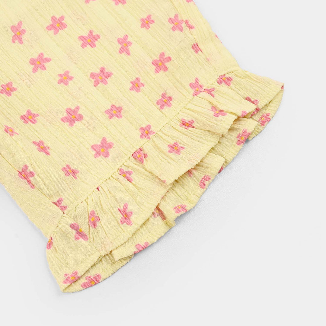 Girls Poly Twill SHORT AOP FLOWER-Yellow