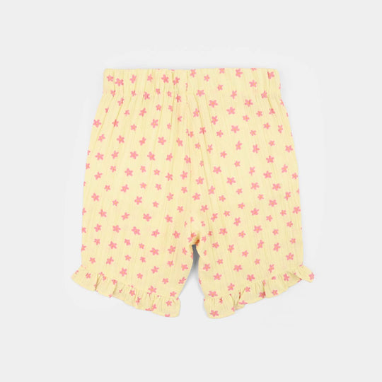 Girls Poly Twill SHORT AOP FLOWER-Yellow