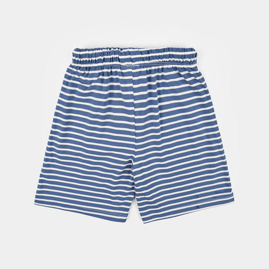 Boys Yarn Dyed Short Stripes-BLUE