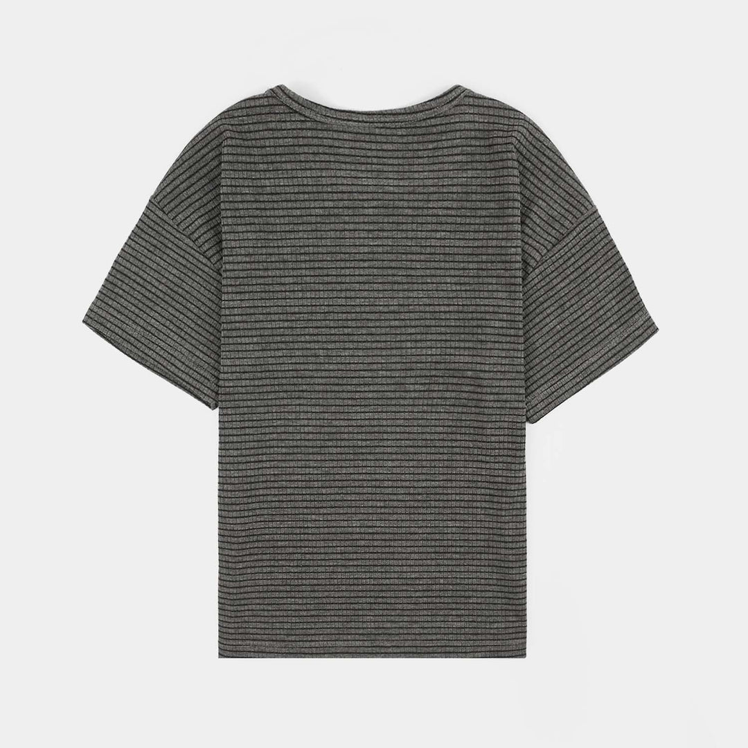 Boys Yarn Dyed T-Shirt Future Self-GREY