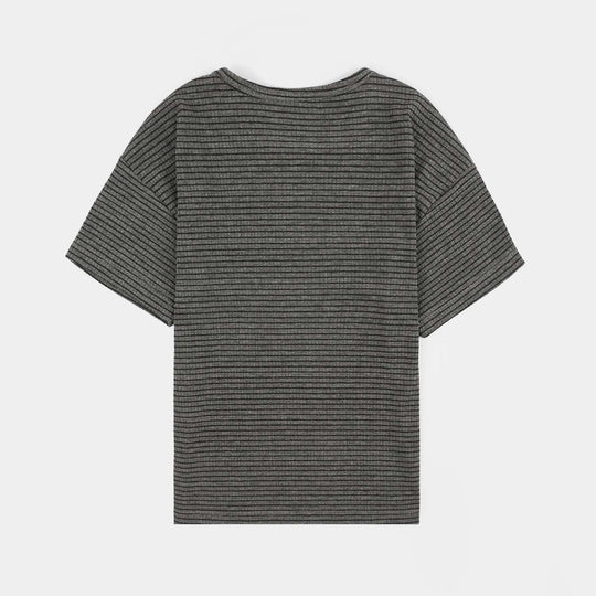 Boys Yarn Dyed T-Shirt Future Self-GREY