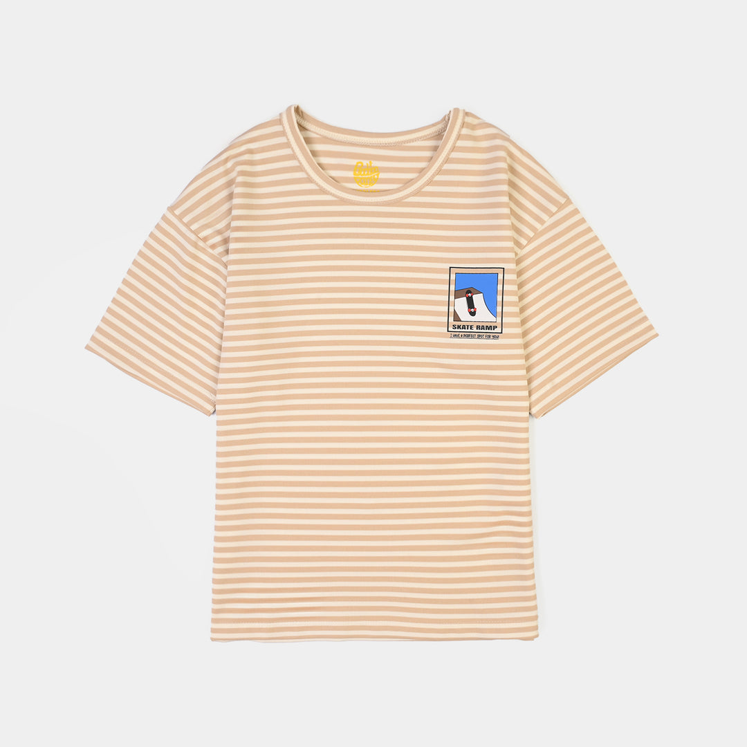 Boys Yarn Dyed T-Shirt Skate Ramp-BROWN