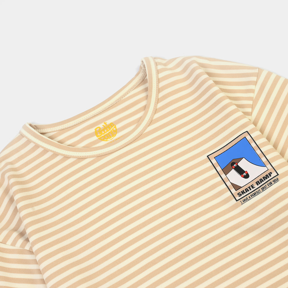 Boys Yarn Dyed T-Shirt Skate Ramp-BROWN