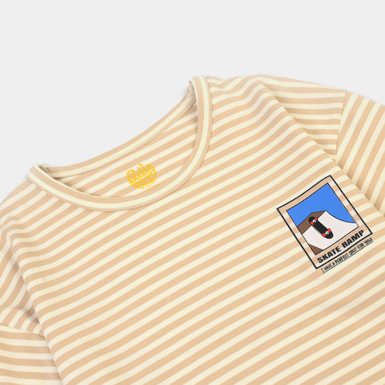 Boys Yarn Dyed T-Shirt Skate Ramp-BROWN