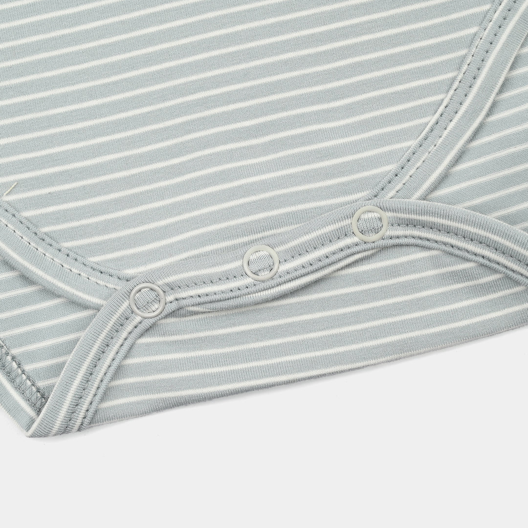 Infant Boys Yarn Dyed Basic Romper Lets Swim-Grey