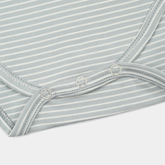 Infant Boys Yarn Dyed Basic Romper Lets Swim-Grey