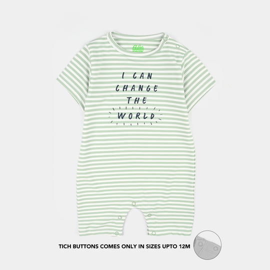 Infant Boys Yarn Dyed Fashion Romper Mini World-Green