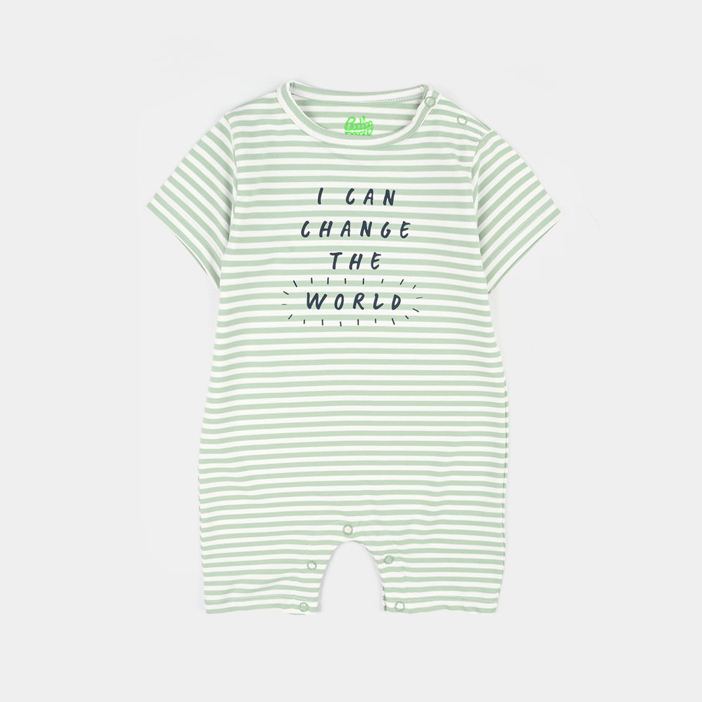 Infant Boys Yarn Dyed Fashion Romper Mini World-Green