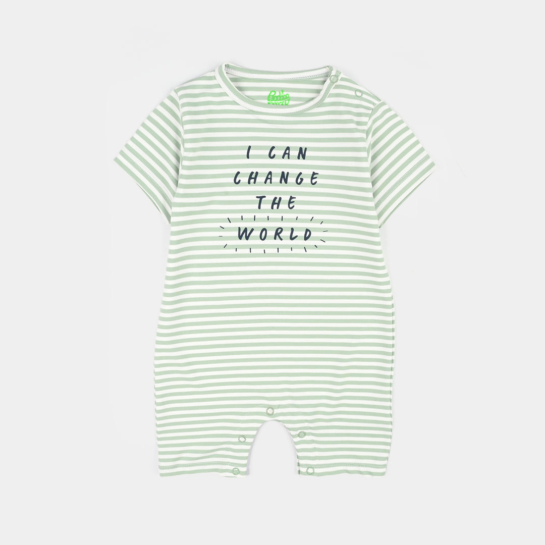 Infant Boys Yarn Dyed Fashion Romper Mini World-Green