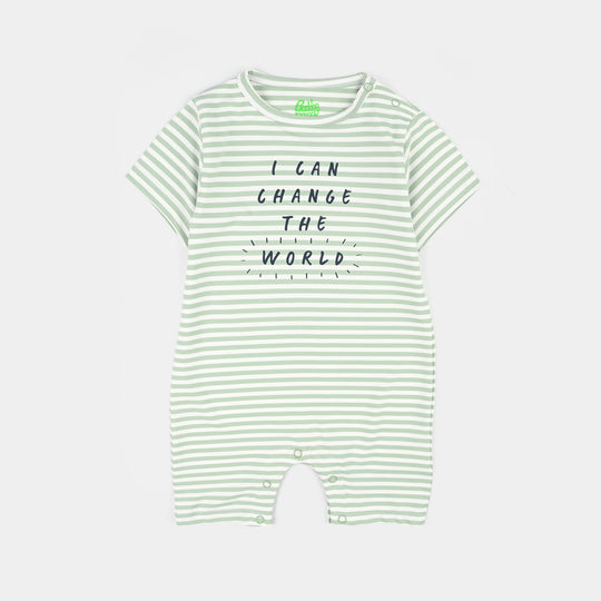 Infant Boys Yarn Dyed Fashion Romper Mini World-Green