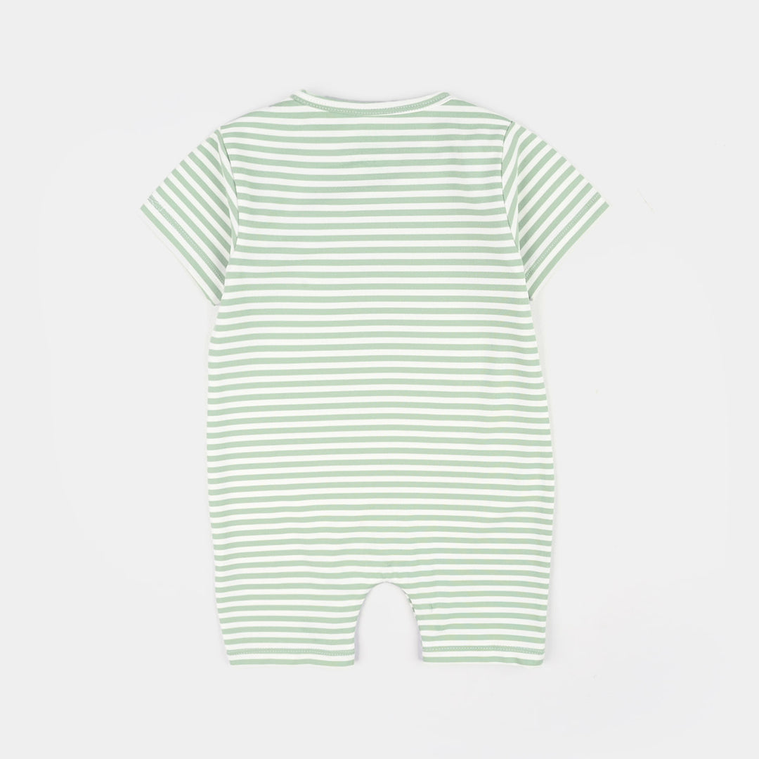 Infant Boys Yarn Dyed Fashion Romper Mini World-Green