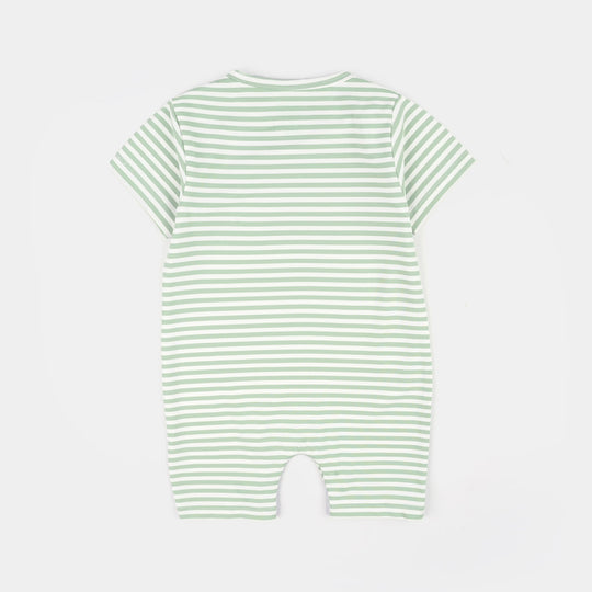 Infant Boys Yarn Dyed Fashion Romper Mini World-Green