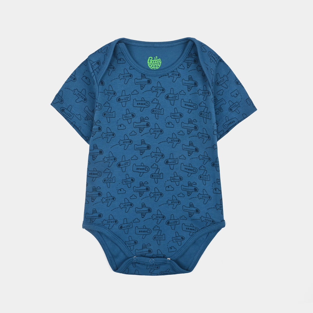 Infant Boys Cotton Interlock Basic Romper Fly High- Blue