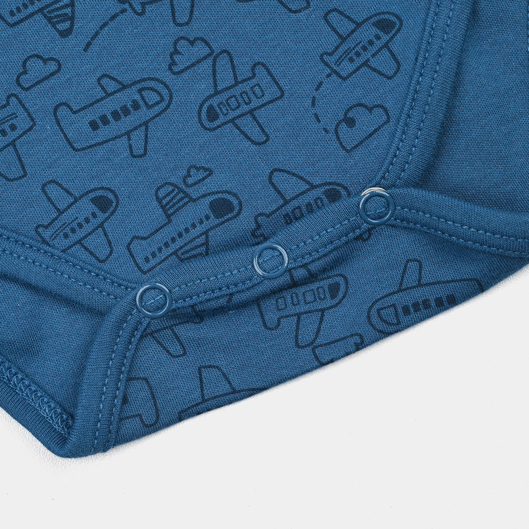 Infant Boys Cotton Interlock Basic Romper Fly High- Blue