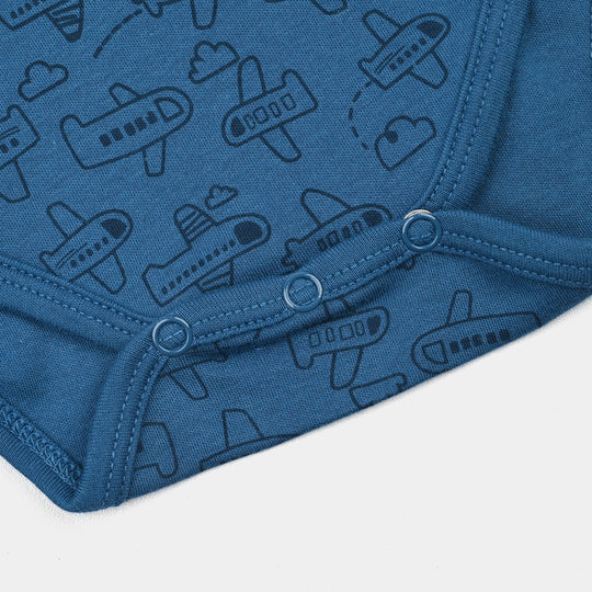 Infant Boys Cotton Interlock Basic Romper Fly High- Blue