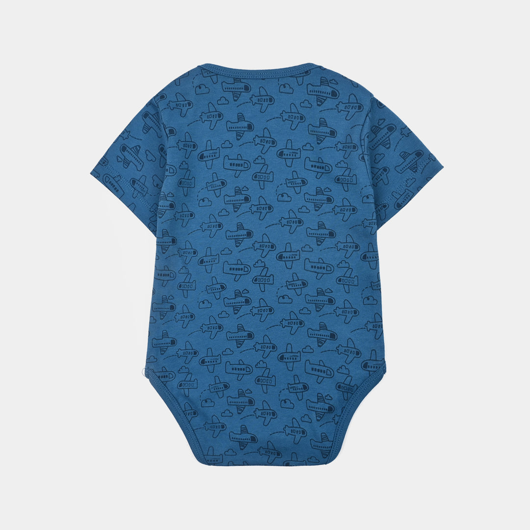 Infant Boys Cotton Interlock Basic Romper Fly High- Blue