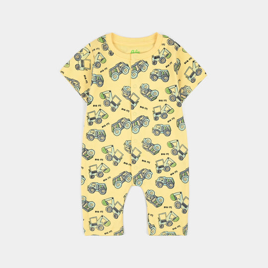 Infant Boys Cotton Interlock Fashion Romper Dig It-Pale.Banana