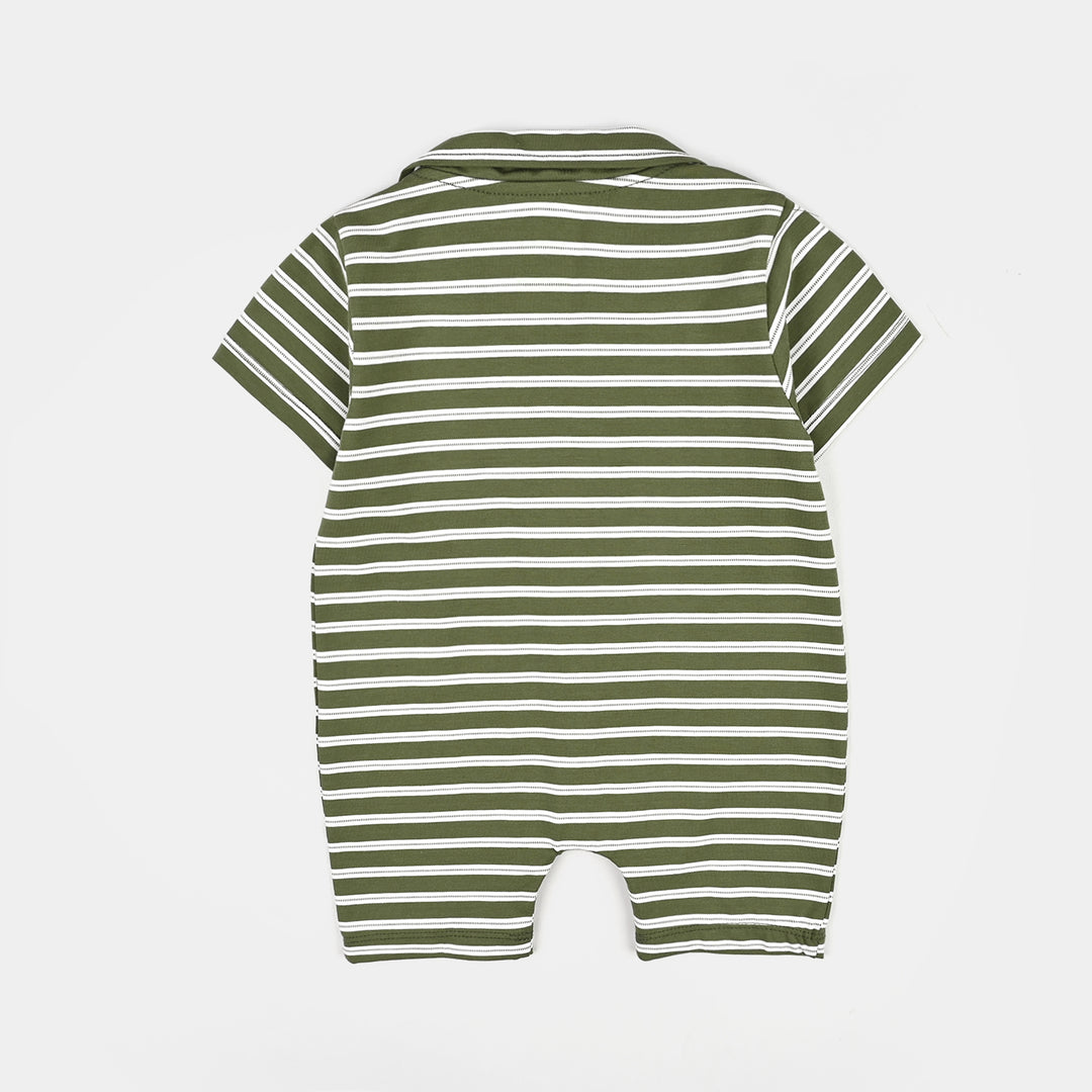 Infant Boys Yarn Dyed Fashion Romper Surf Champ-Green