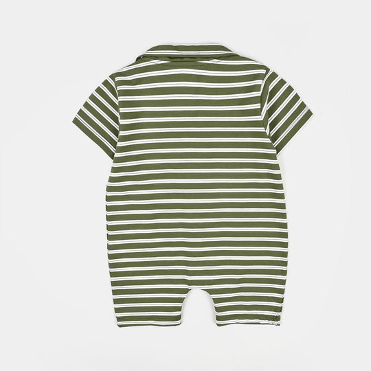 Infant Boys Yarn Dyed Fashion Romper Surf Champ-Green