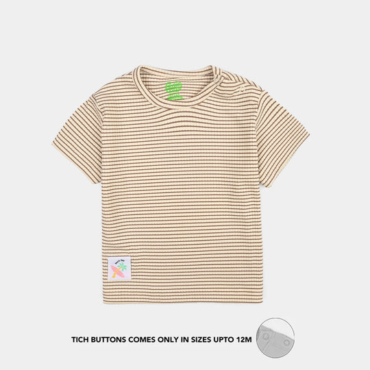 Infant Boys Yarn Dyed T-Shirt Beach Day-BROWN