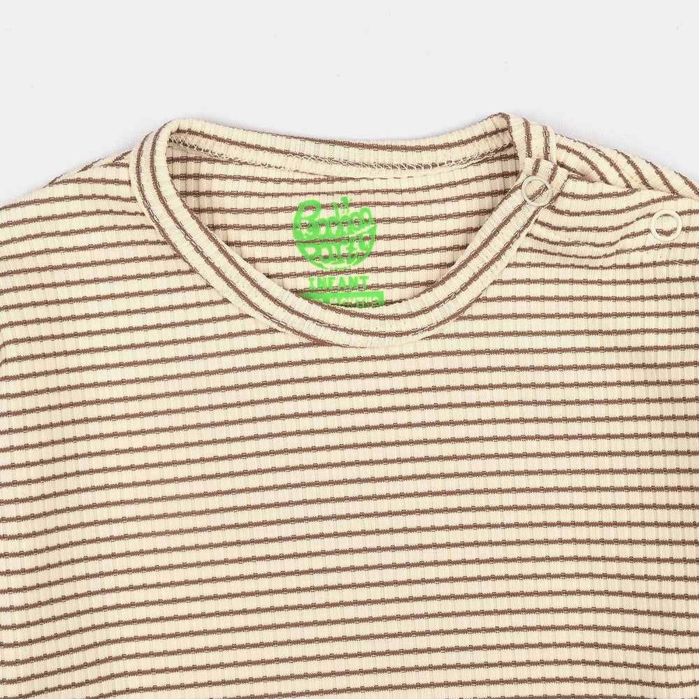 Infant Boys Yarn Dyed T-Shirt Beach Day-BROWN