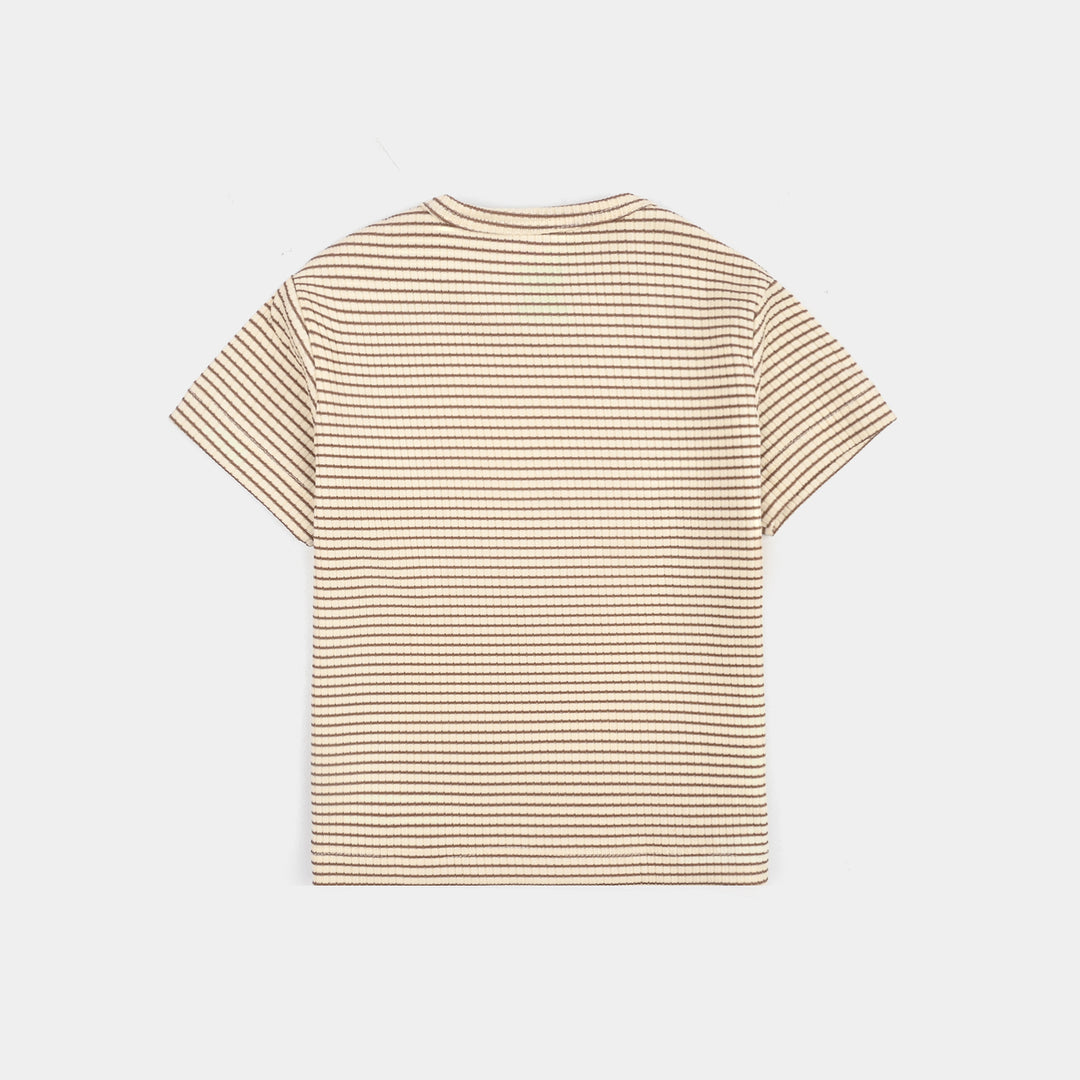 Infant Boys Yarn Dyed T-Shirt Beach Day-BROWN