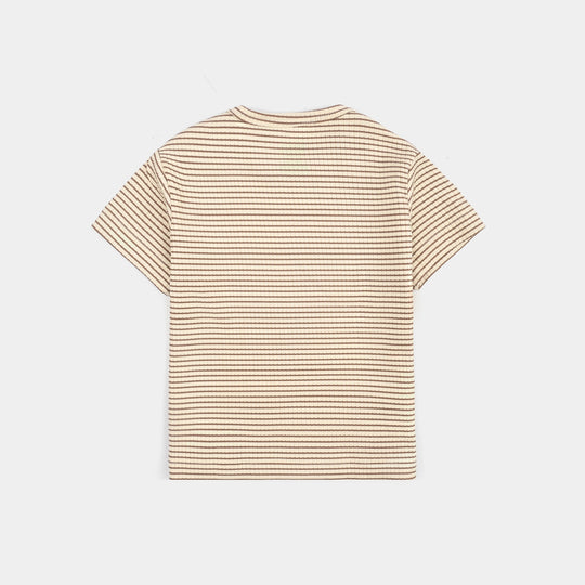 Infant Boys Yarn Dyed T-Shirt Beach Day-BROWN