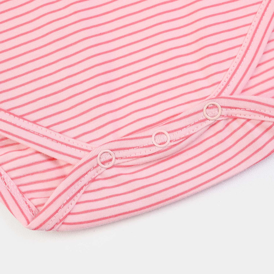 Infant Girls Yarn Dyed Basic Romper Lovely Day-Pink
