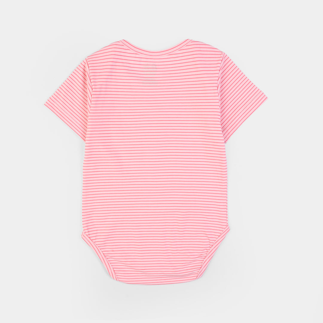 Infant Girls Yarn Dyed Basic Romper Lovely Day-Pink